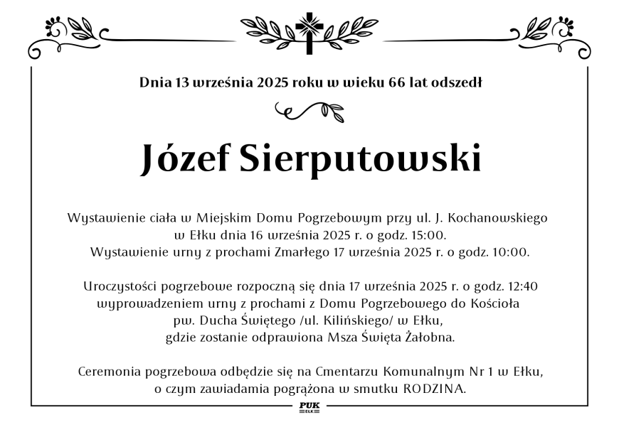 Józef Sierputowski - nekrolog